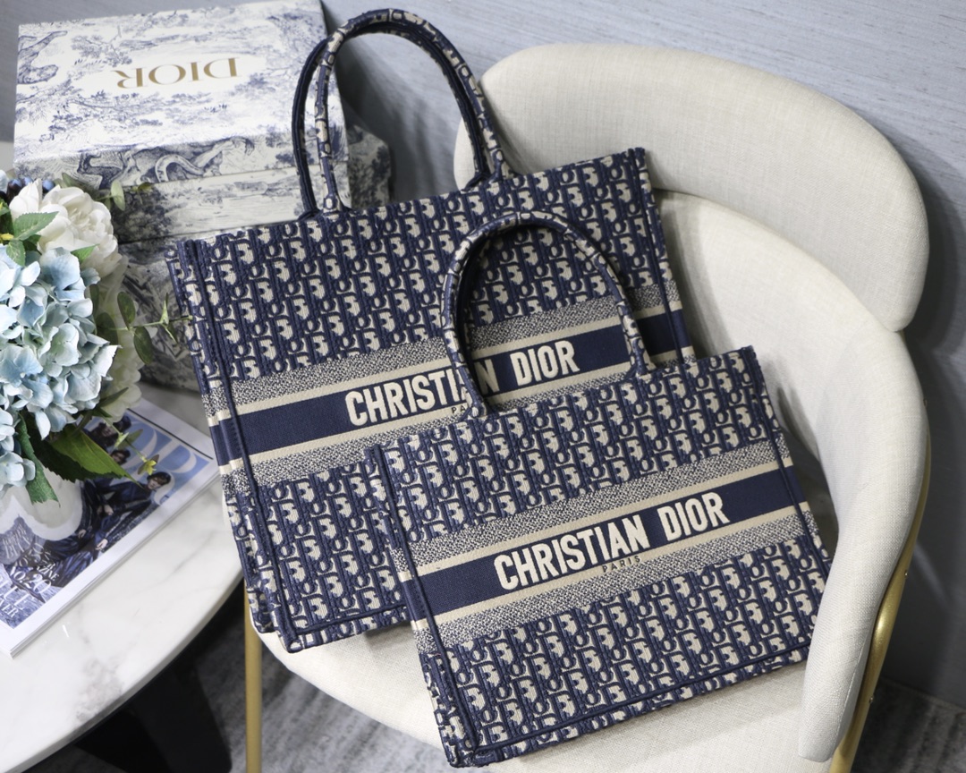 Dior Large Book Tote Bag in Blue Monogram - Image 11