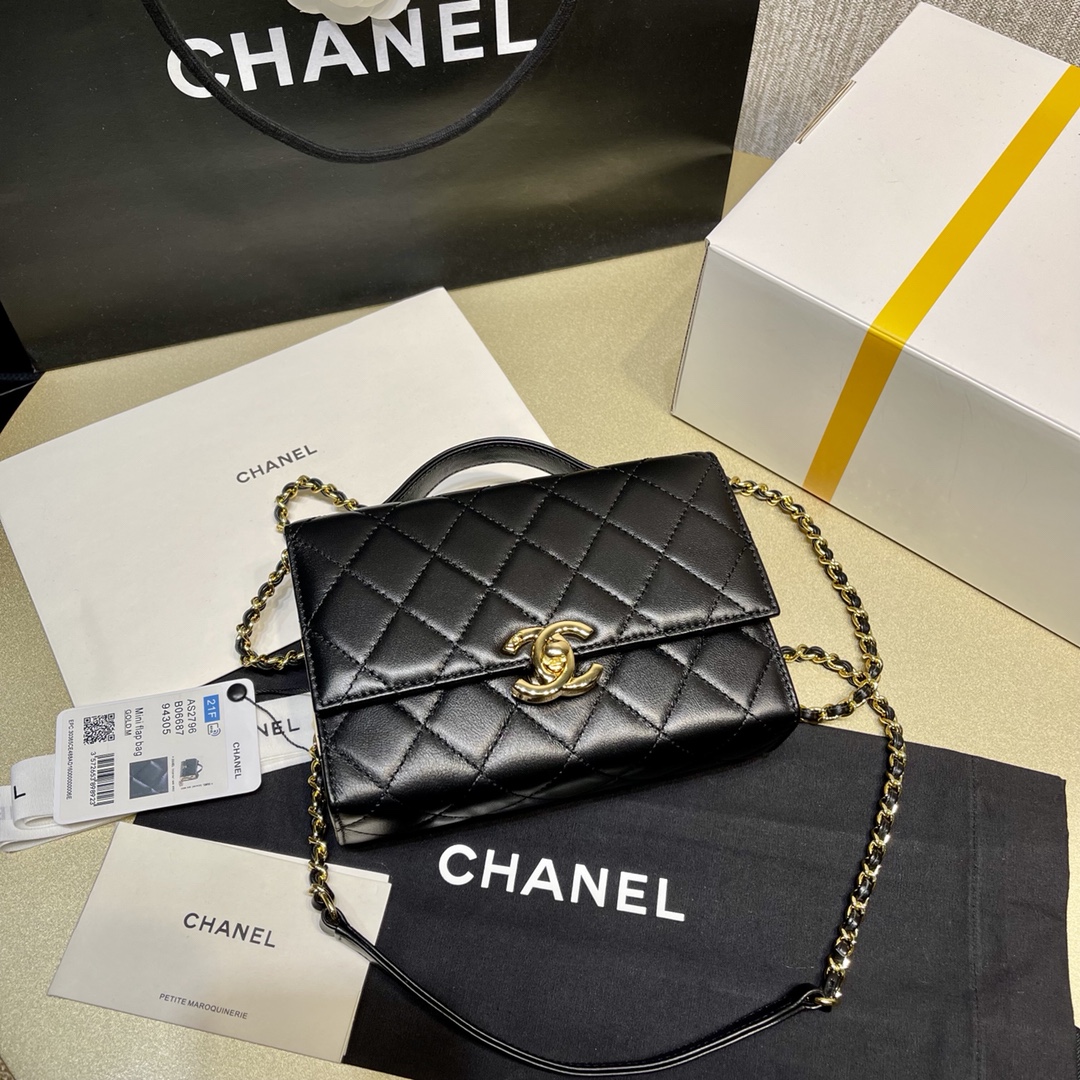 Chanel 22 Classic Rectangular Mini Flap Bag in Black Lambskin - Image 5