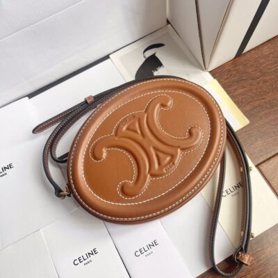 Celine Cuir Triomphe Wallet on the Strap in Caramel