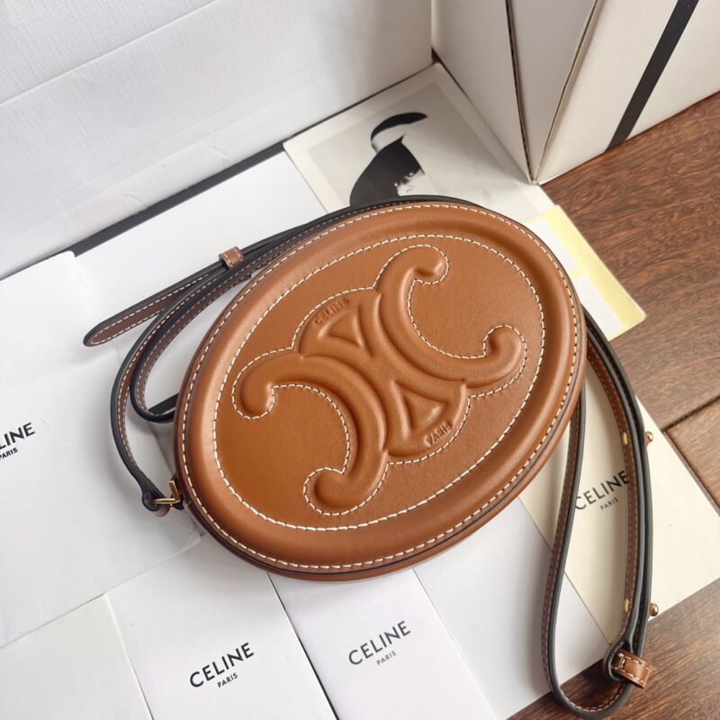 Celine Cuir Triomphe Wallet on the Strap in Caramel