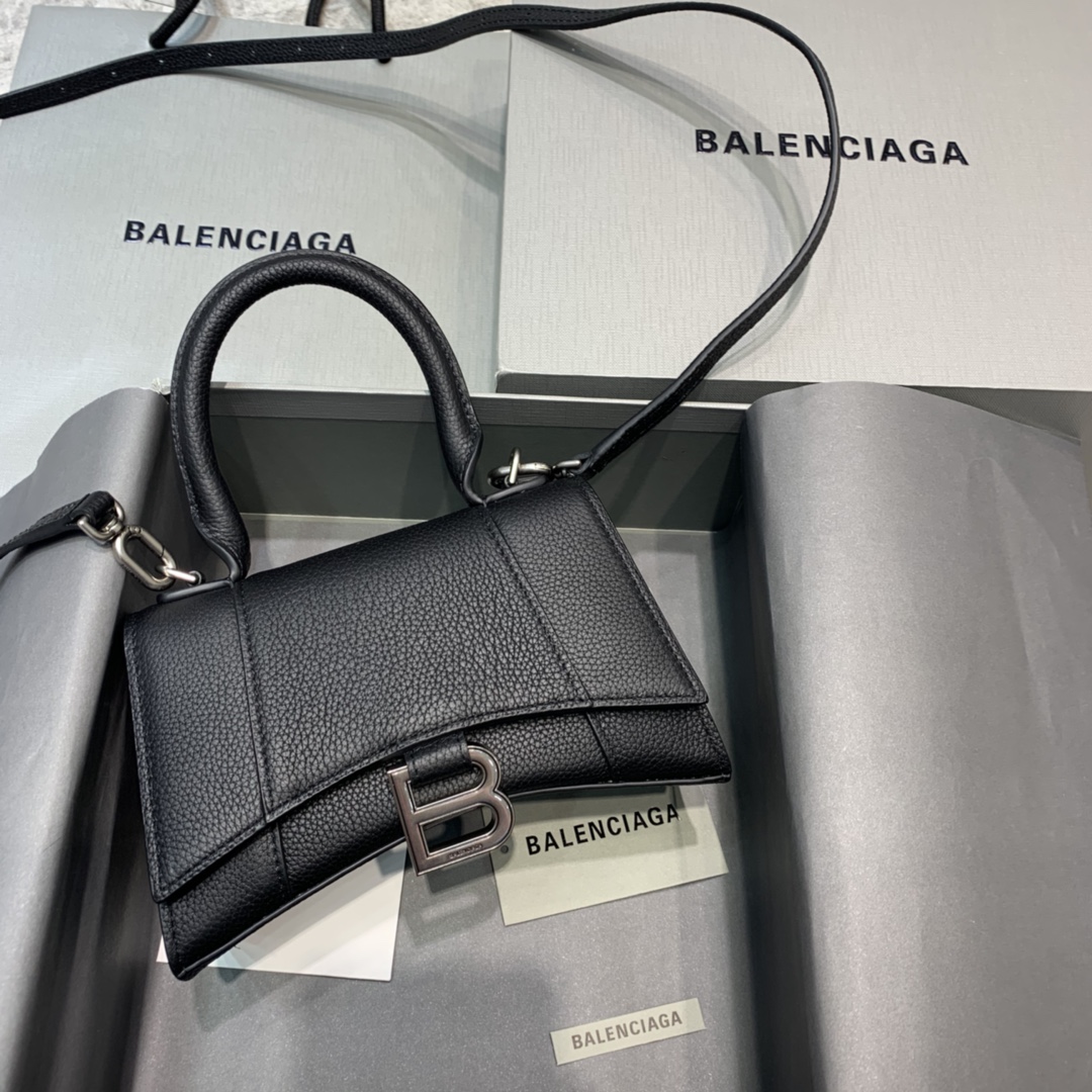 db9bf2_b9d50a57f67f4d8d8c8b1260d34953f7mv2.jpg Balenciaga Mini Hourglass Bag in Black Lychee Pattern - Image 1