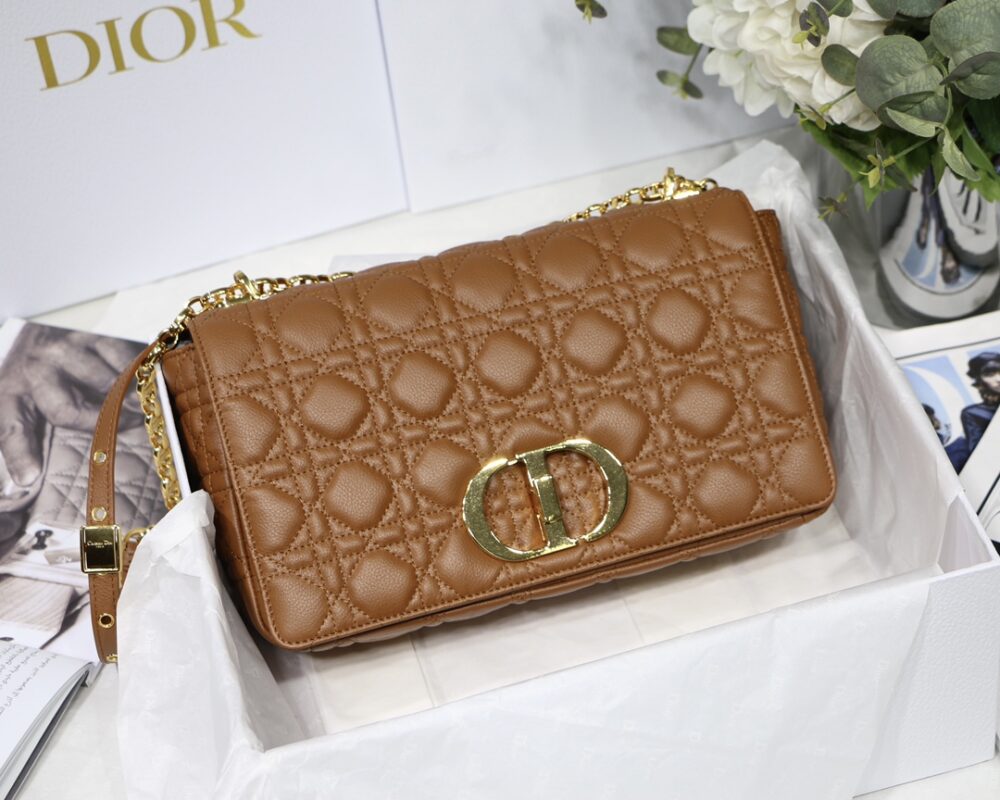 Dior Large Caro Bag in Caramel Calfskin