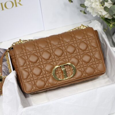 Dior Large Caro Bag in Caramel Calfskin