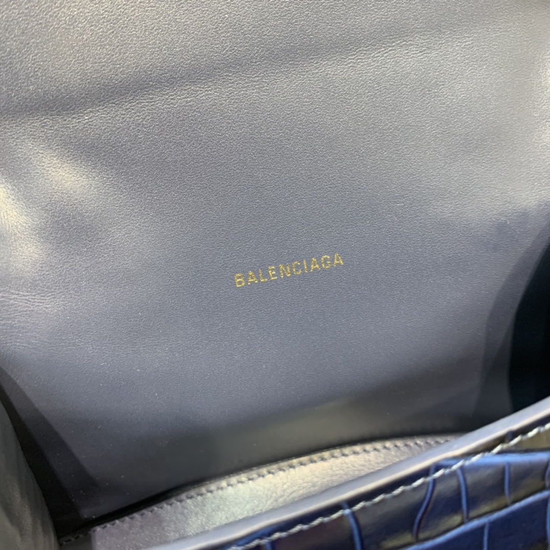 Balenciaga Mini Hourglass Bag in Navy Blue Crocodile Pattern - Image 7