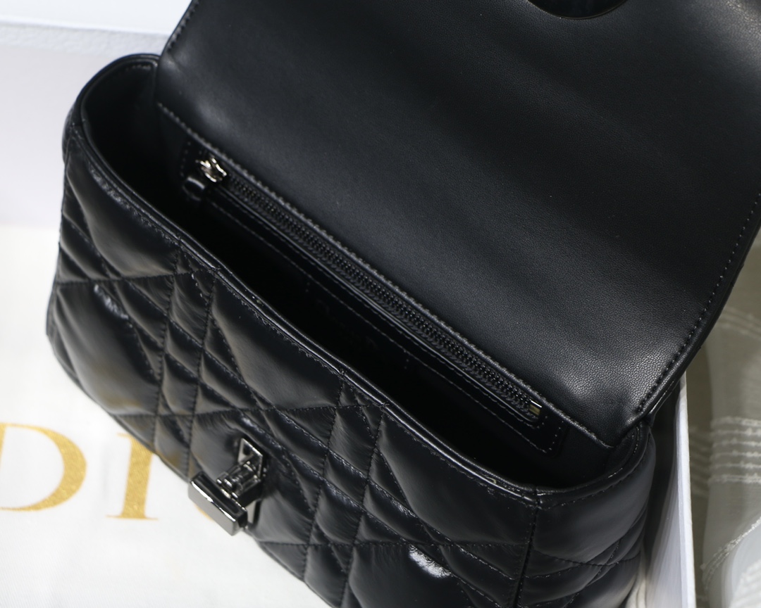 Dior Small Caro Bag in Black Calfskin - Image 9