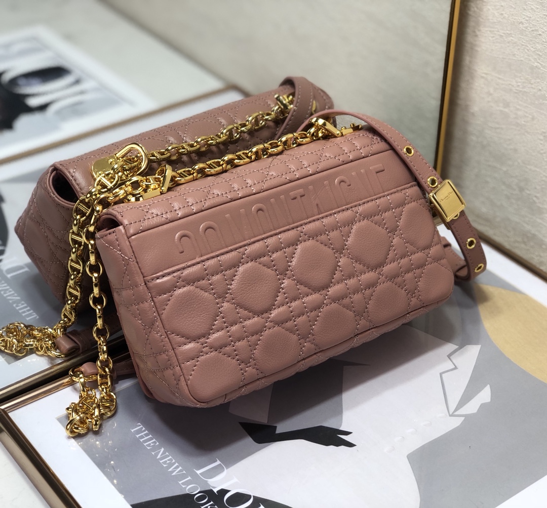 Dior Small Caro Bag in Dark Pink Calfskin - Image 3