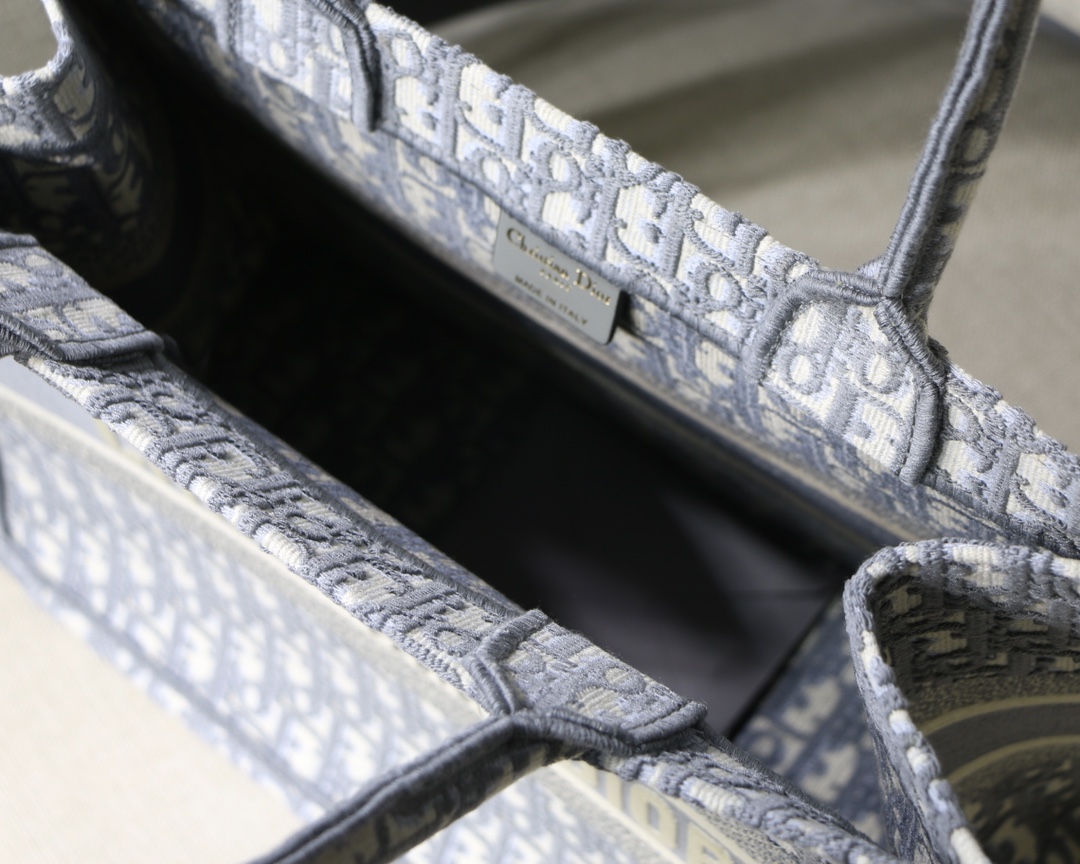 Dior Small Book Tote Bag in Bluish Grey Monogram - Image 5