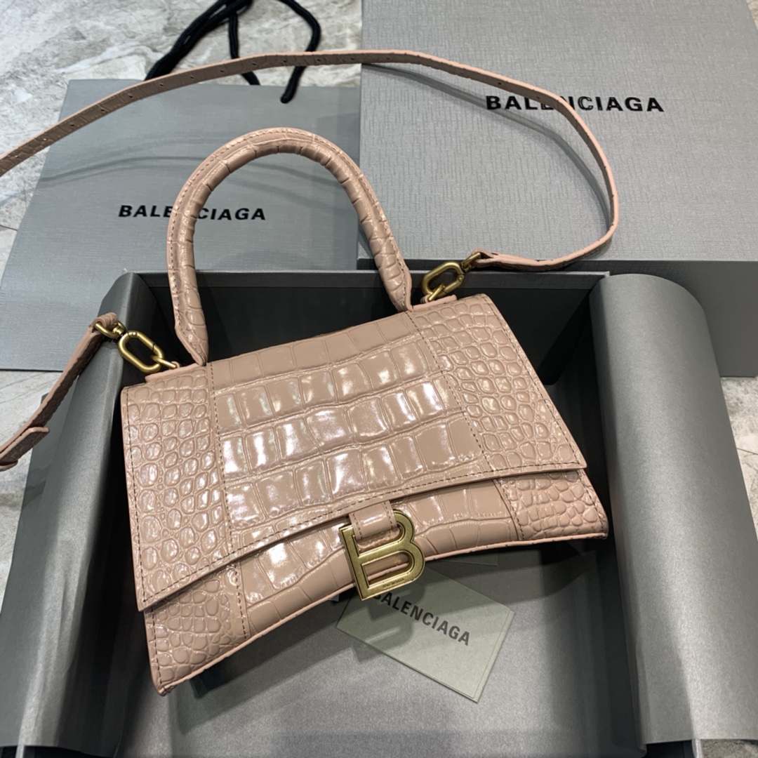 db9bf2_c89d8ed3cb6447d7b930f080c458c88fmv2.jpg Balenciaga Small Hourglass Bag in Naked Pink Crocodile Pattern - Image 1
