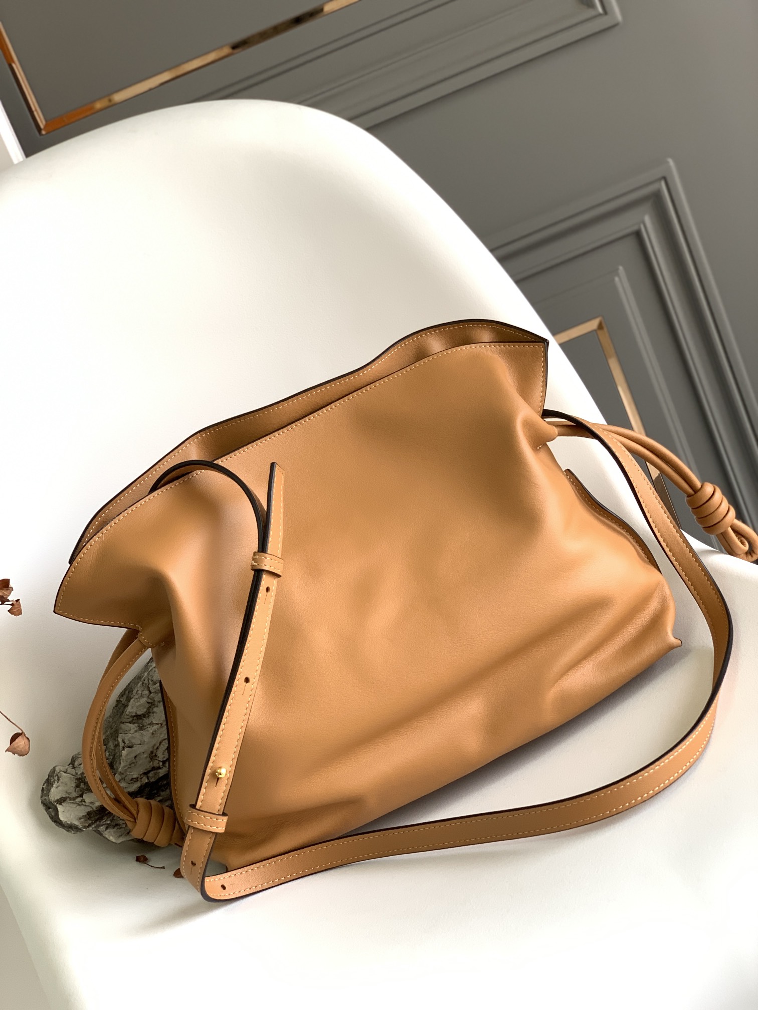 Loewe Large Flamenco Bag in Golden Brown Calfskin - Image 3