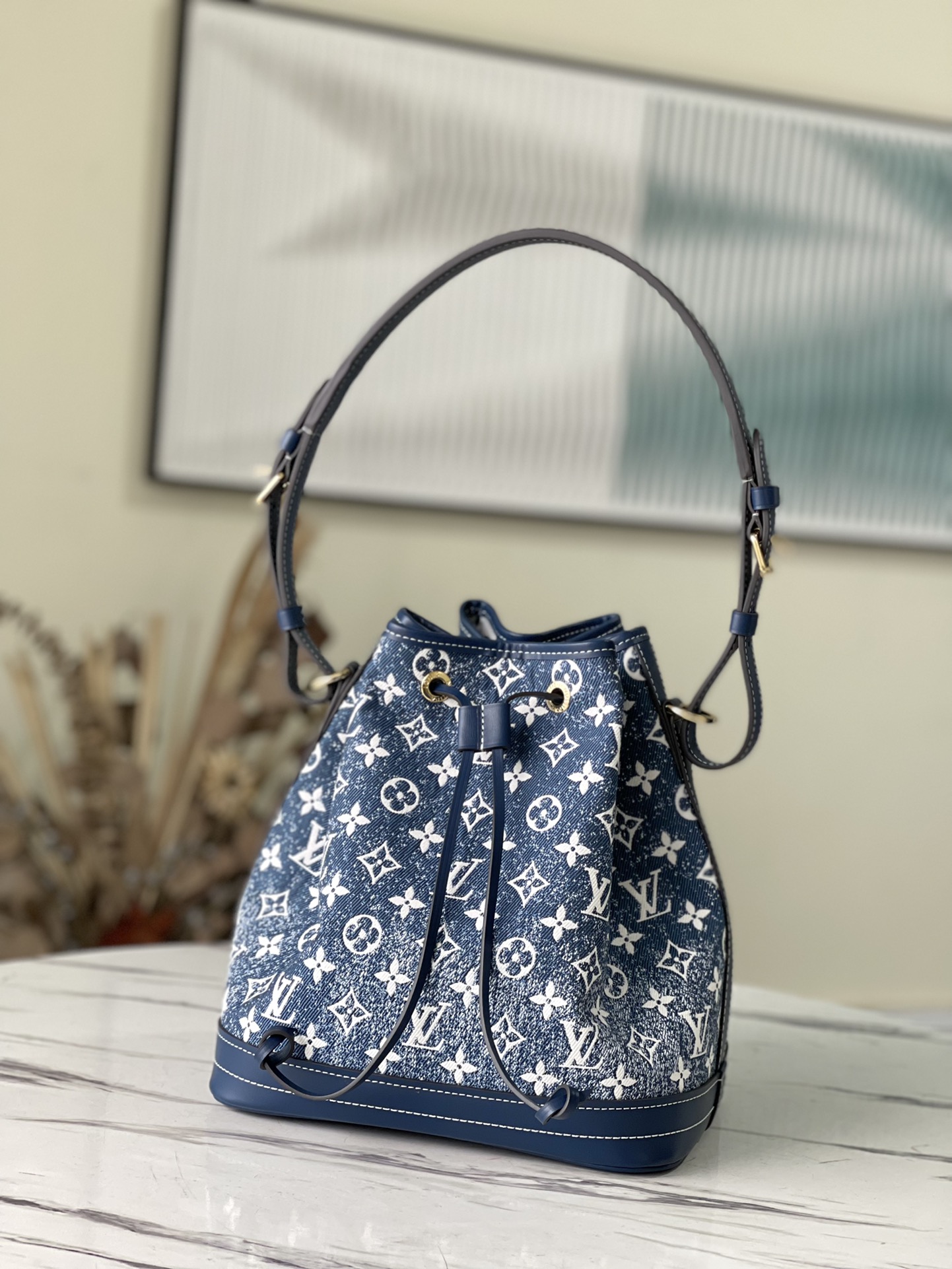 Louis Vuitton Petite Neonoe Bucket Bag in Blue Denim
