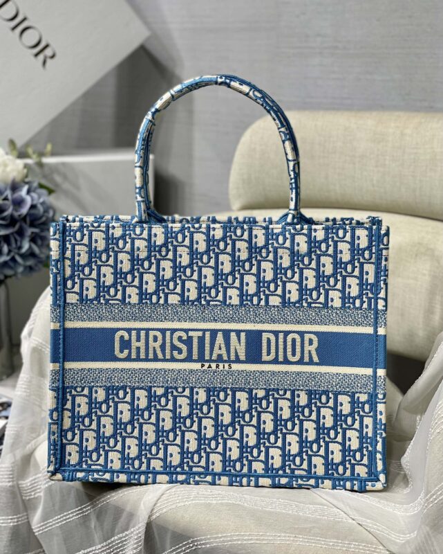 Dior Small Book Tote Bag in Olympic Blue Monogram