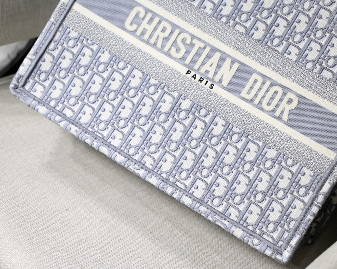Dior Small Book Tote Bag in Bluish Grey Monogram - Image 7
