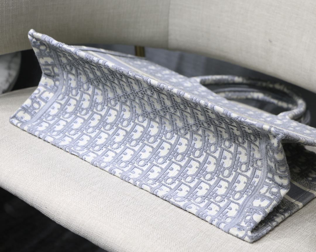 Dior Small Book Tote Bag in Bluish Grey Monogram - Image 6