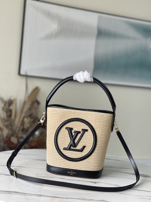 Louis Vuitton Woven Bucket Bag in Black
