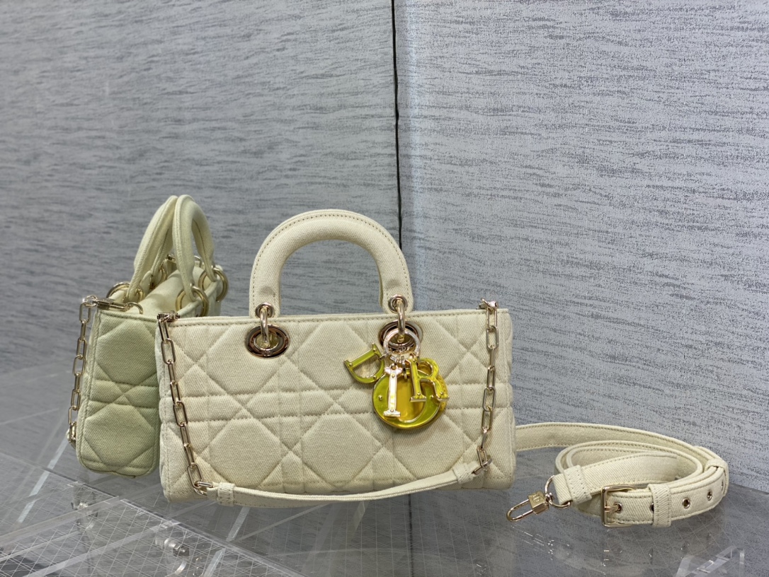 Dior Lady D-joy Bag in White Denim - Image 3