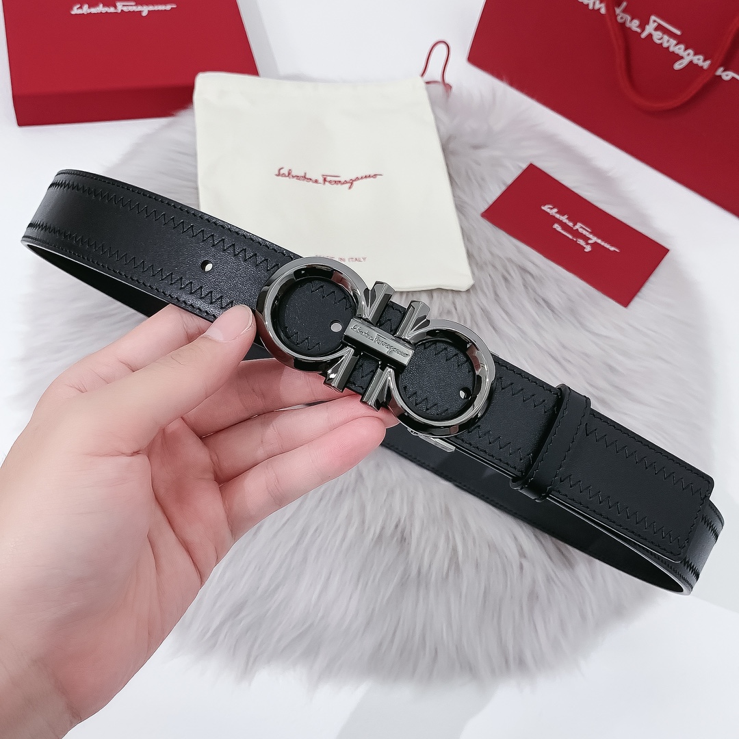 db9bf2_d6e35638934a43618b52bd88eb7750b2mv2.jpg Ferragamo Logo Buckle Leather Belt - Image 1