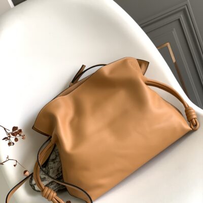 Loewe Large Flamenco Bag in Golden Brown Calfskin