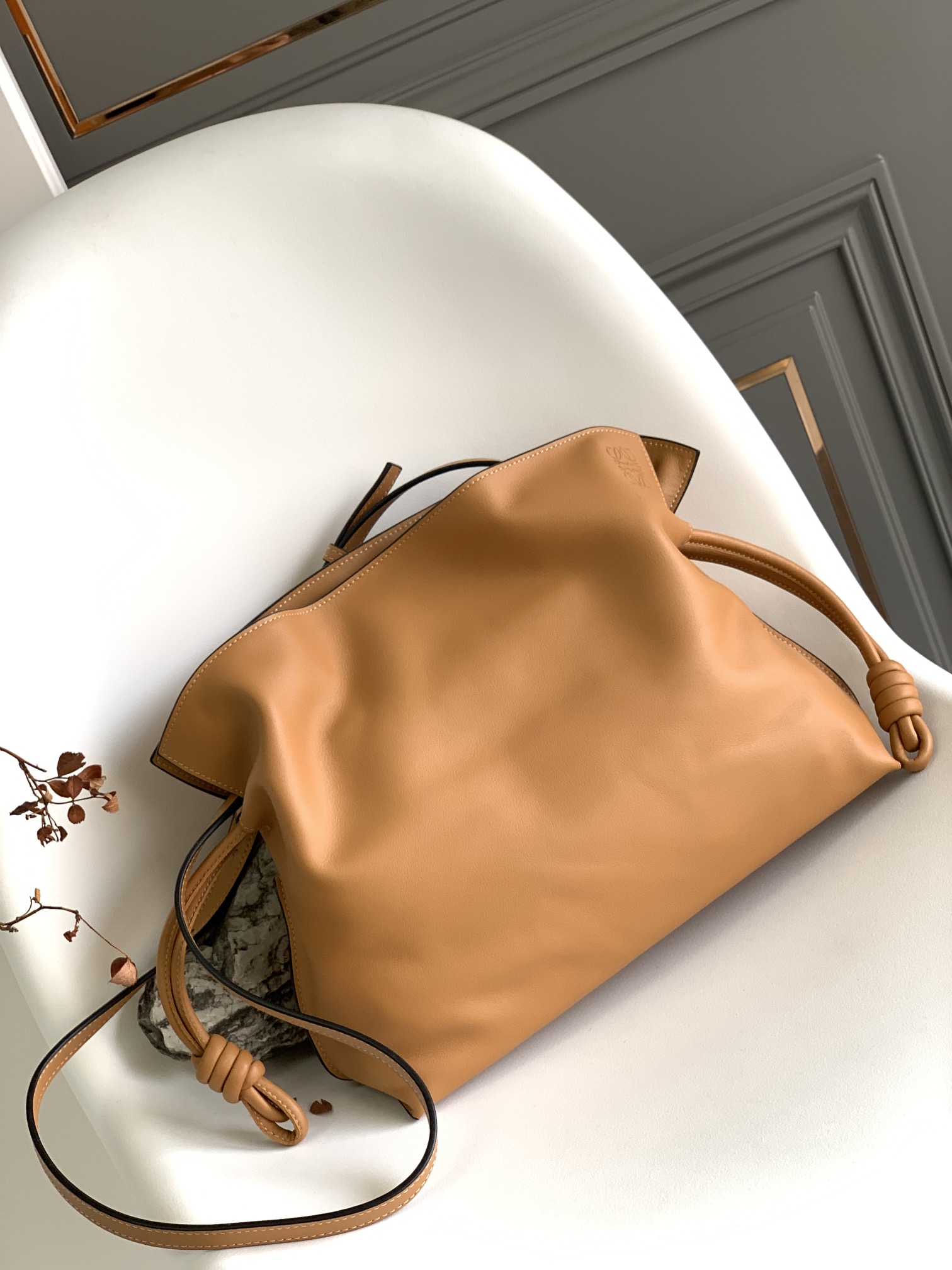 Loewe Large Flamenco Bag in Golden Brown Calfskin
