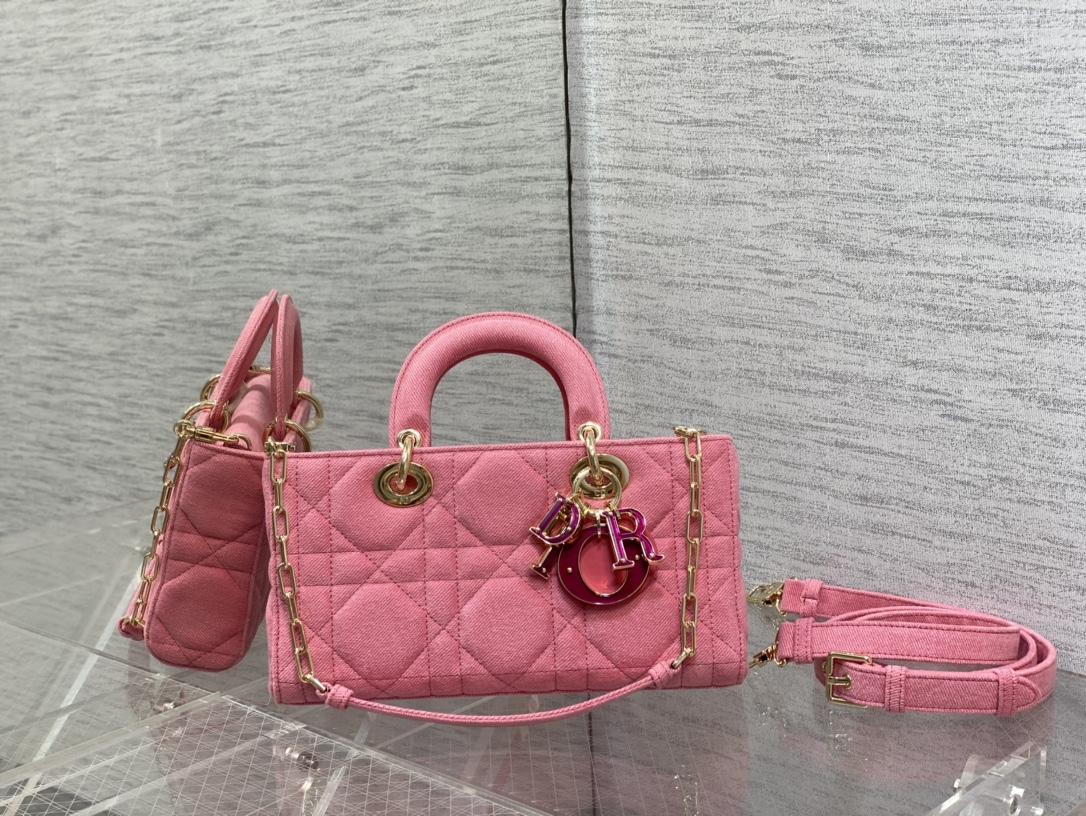 Dior Lady D-joy Bag in Pink Denim - Image 4