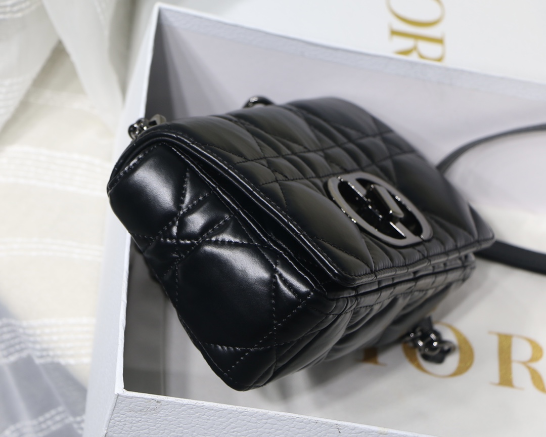 Dior Small Caro Bag in Black Calfskin - Image 7
