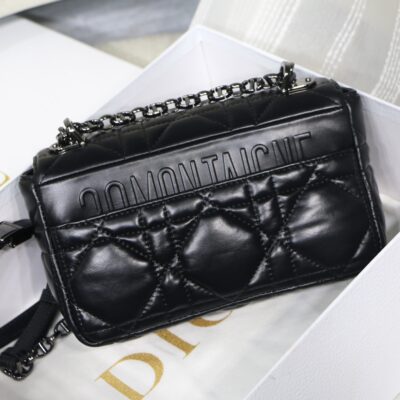 Dior Small Caro Bag in Black Calfskin