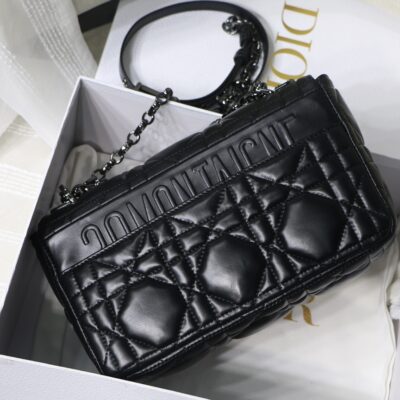 Dior Medium Caro Bag in Black Calfskin