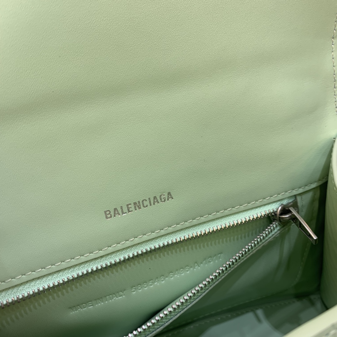 Balenciaga Small Hourglass Bag in Mint Green Crocodile Pattern - Image 9