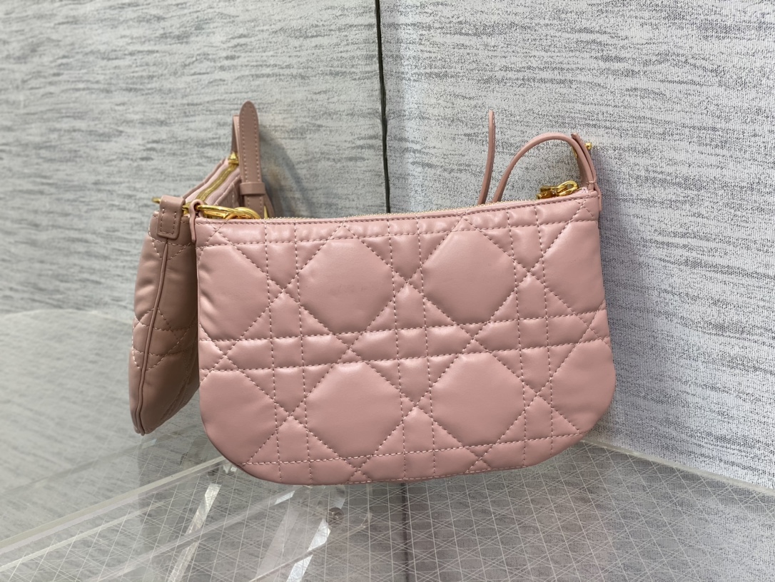 Dior Caro Tulip Bag 25 in Pink Calfskin - Image 3