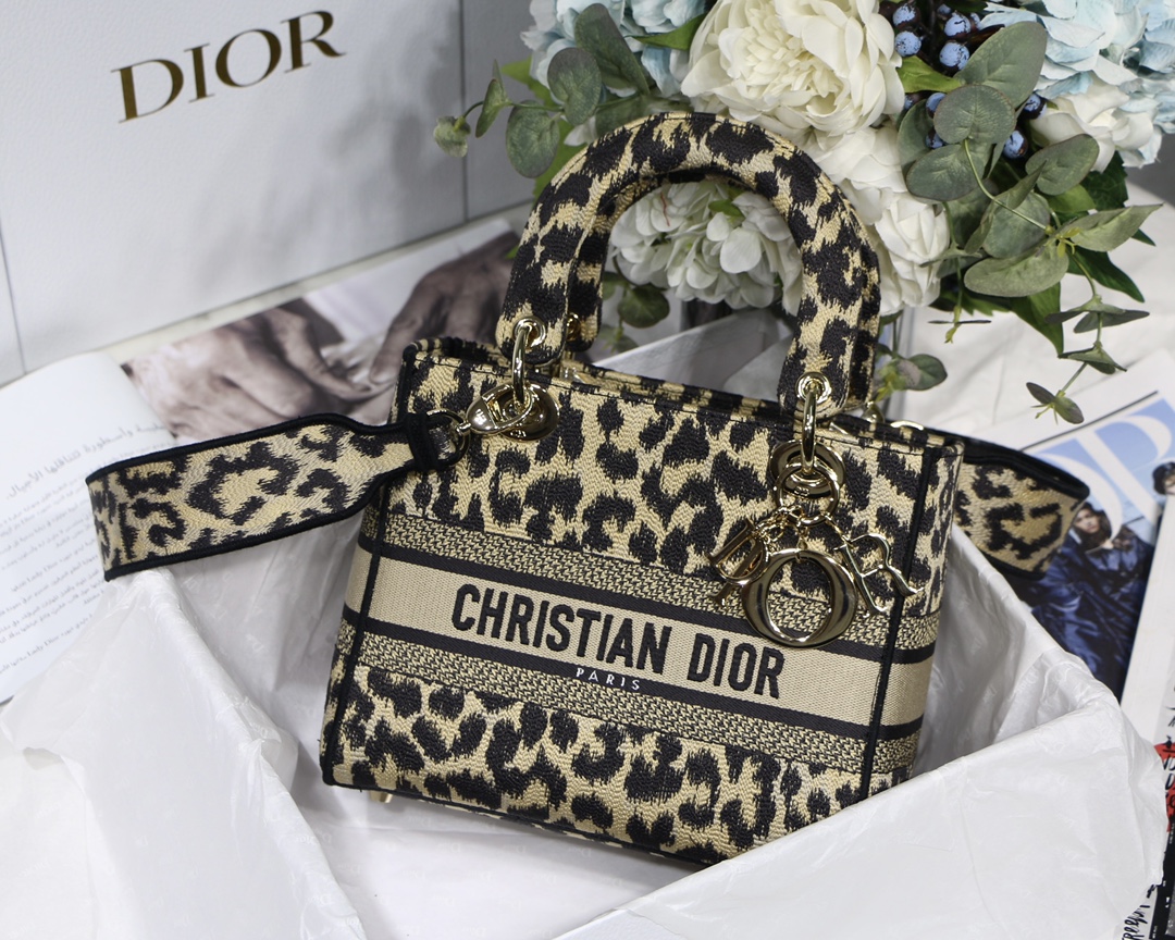 Lady Dior Leopard Embroidery Bag