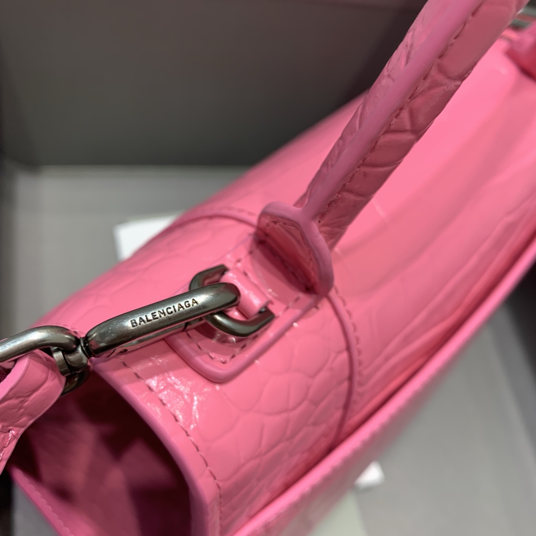Balenciaga Small Hourglass Bag in Pink Crocodile Pattern - Image 7