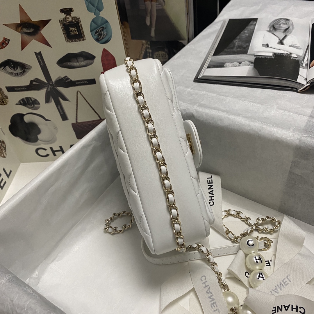 Chanel Pearl Chain Mini Flap Bag in White - Image 5