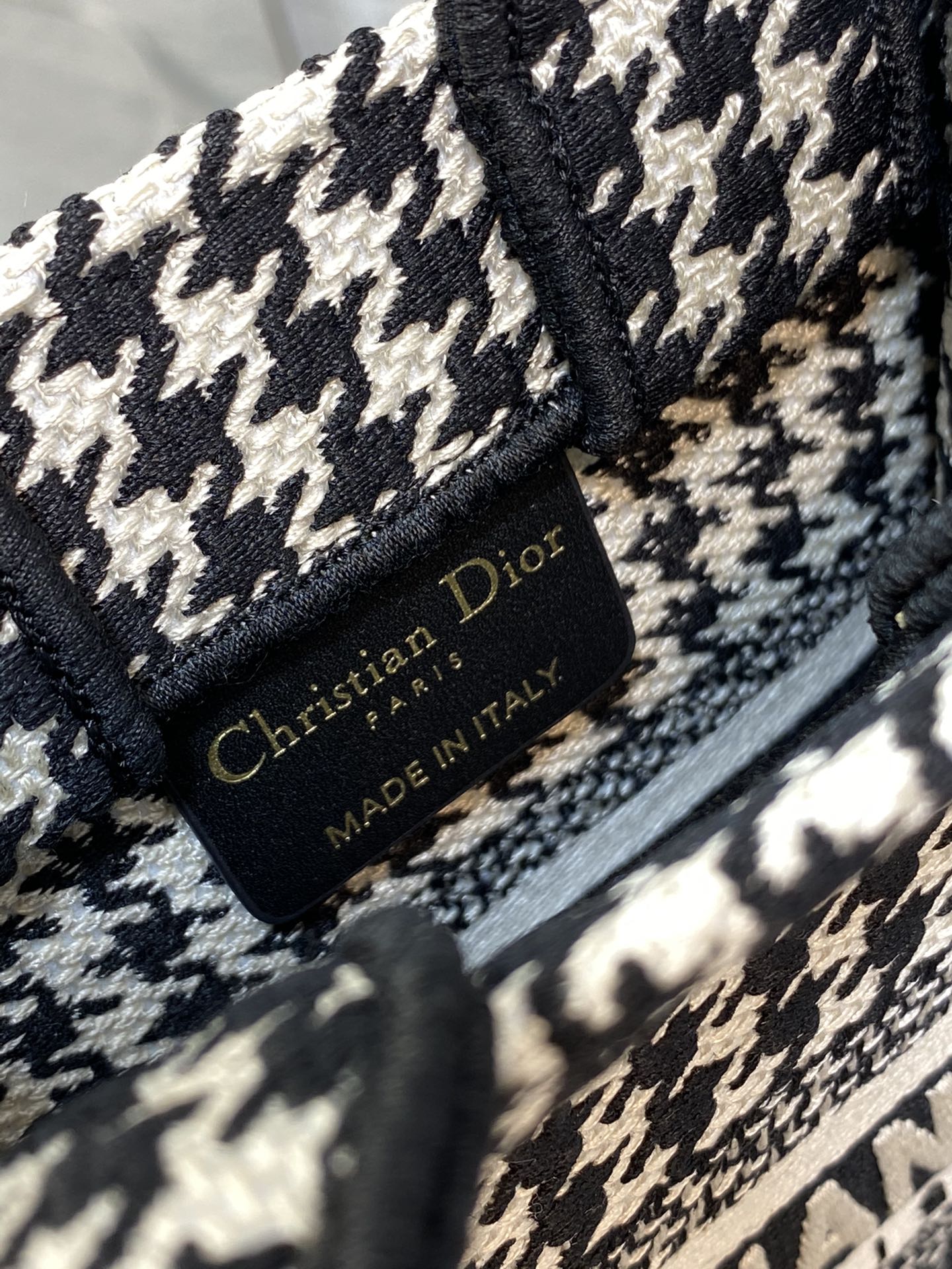 Dior Mini Tote Bag in Black &White Houndstooth - Image 10