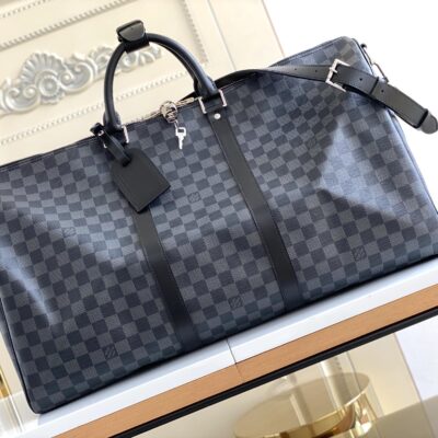 Louis Vuitton Classic Keepall 50 Travel Bag in Damier Graphite Canvas