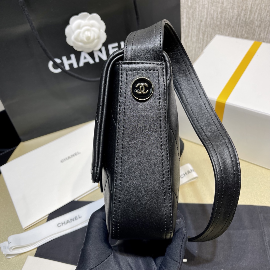 Chanel 21 Classic Square Small Flap Bag in Black Lambskin - Image 7