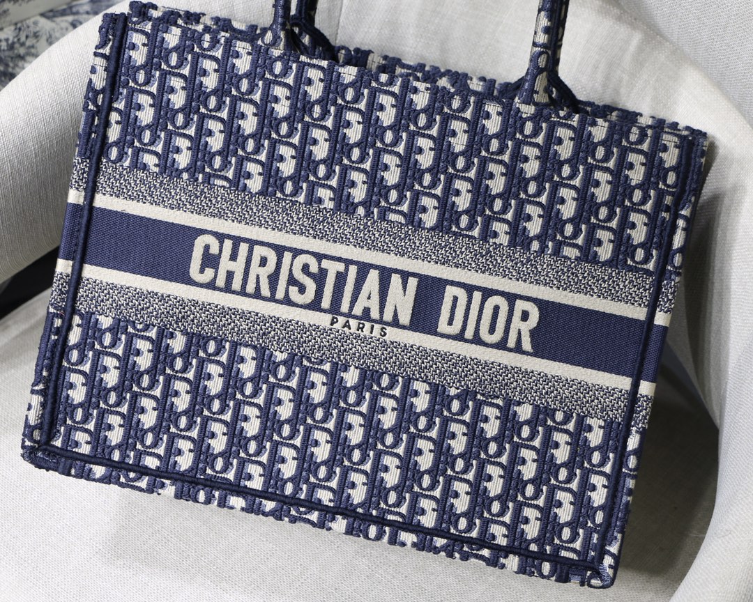 Dior Small Book Tote Bag in Blue Monogram - Image 3