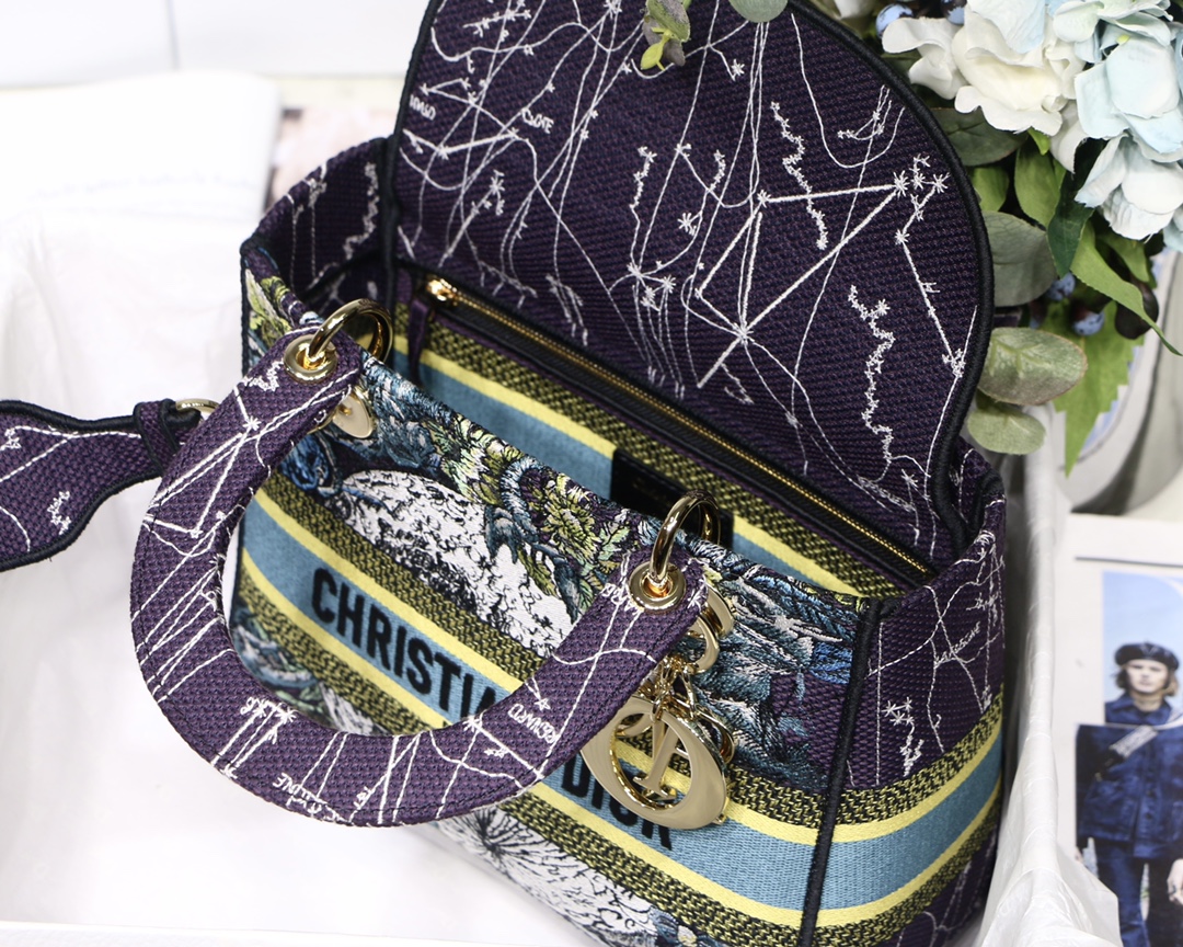 Lady Dior Embroidery Bag in Blue Constellation - Image 4
