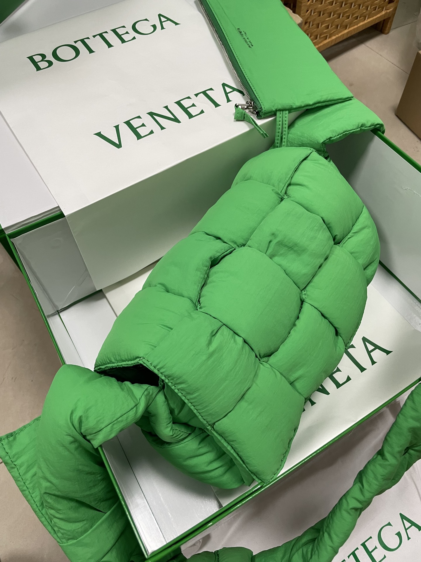 Bottega Veneta Padded Tech Cassette Bag in Green - Image 3