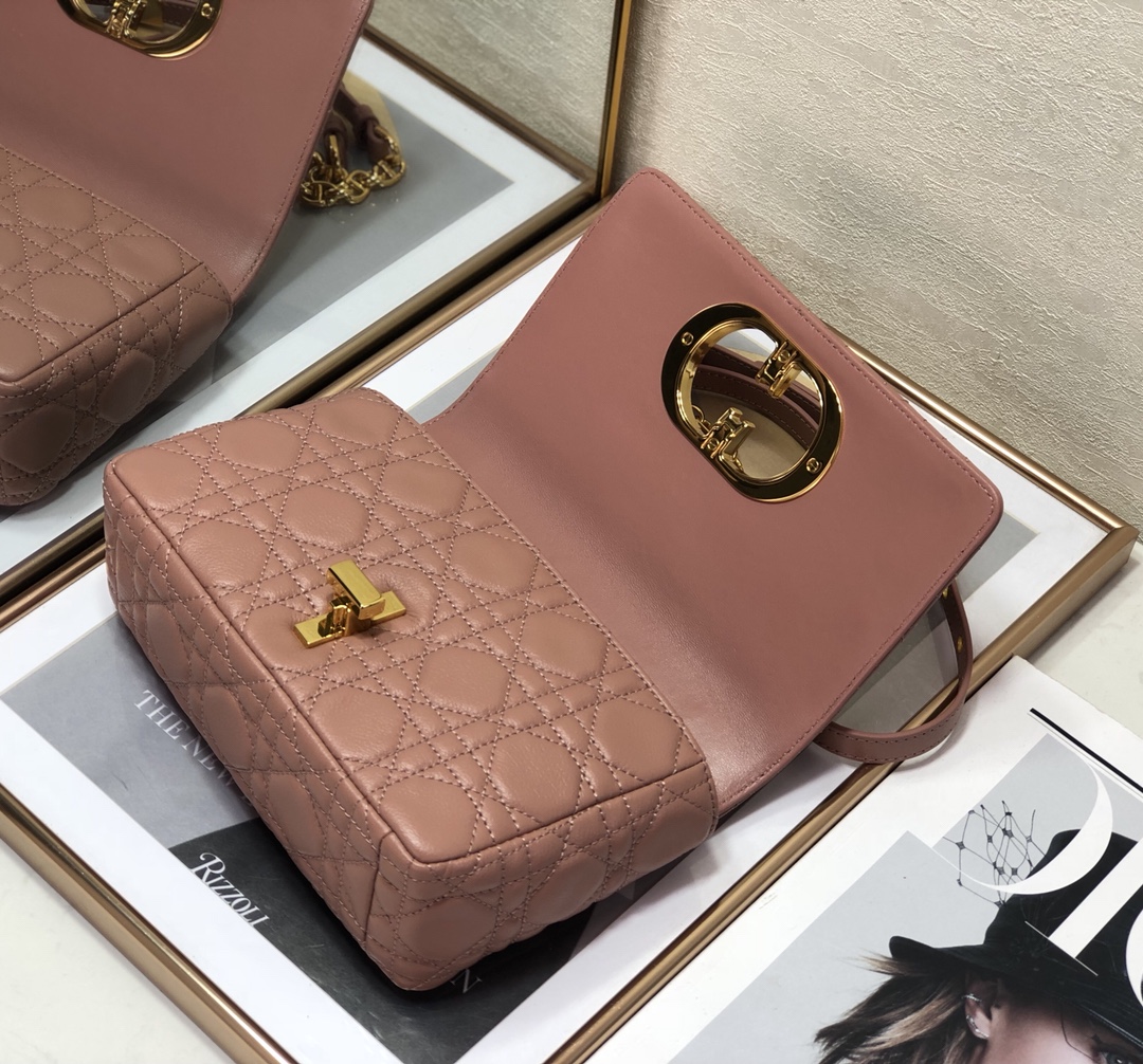 Dior Small Caro Bag in Dark Pink Calfskin - Image 9