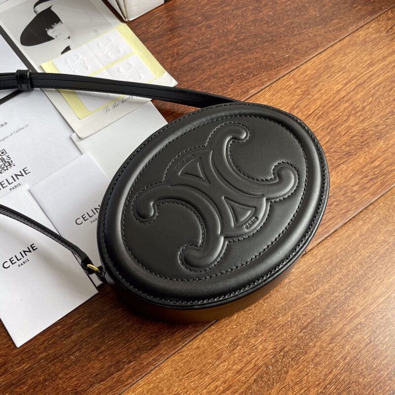 Celine Cuir Triomphe Wallet on the Strap in Black