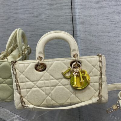 Dior Lady D-joy Bag in White Denim