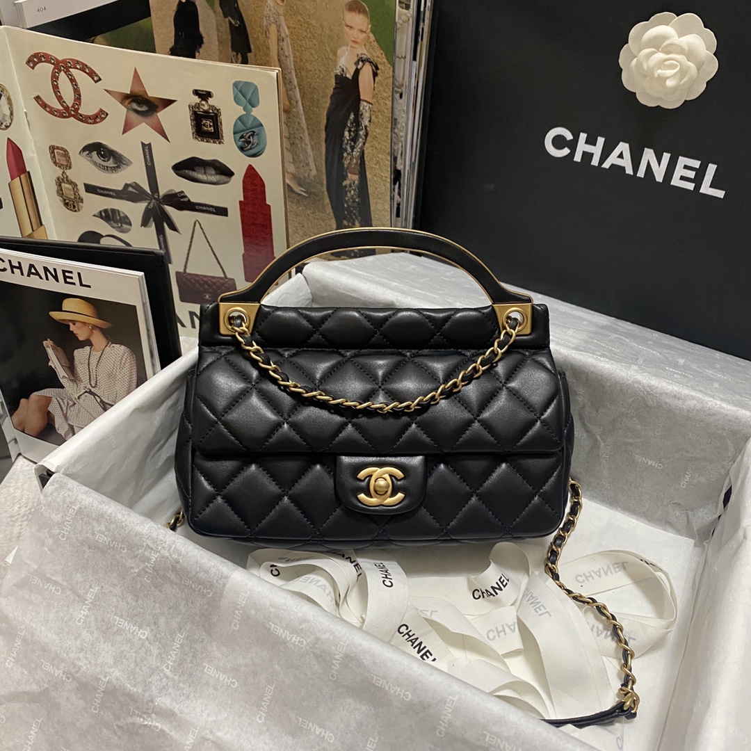 Chanel Lady Handle Flap Bag in Black