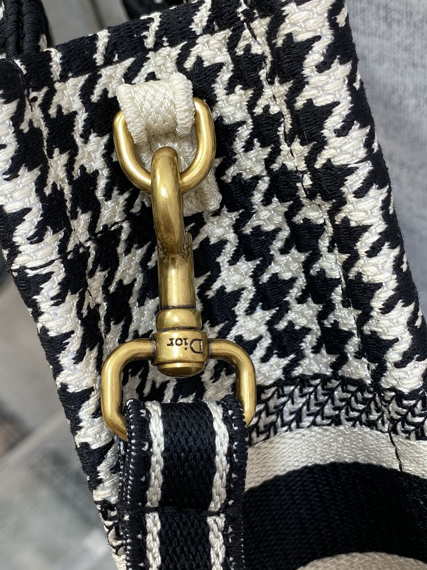 Dior Mini Tote Bag in Black &White Houndstooth - Image 9