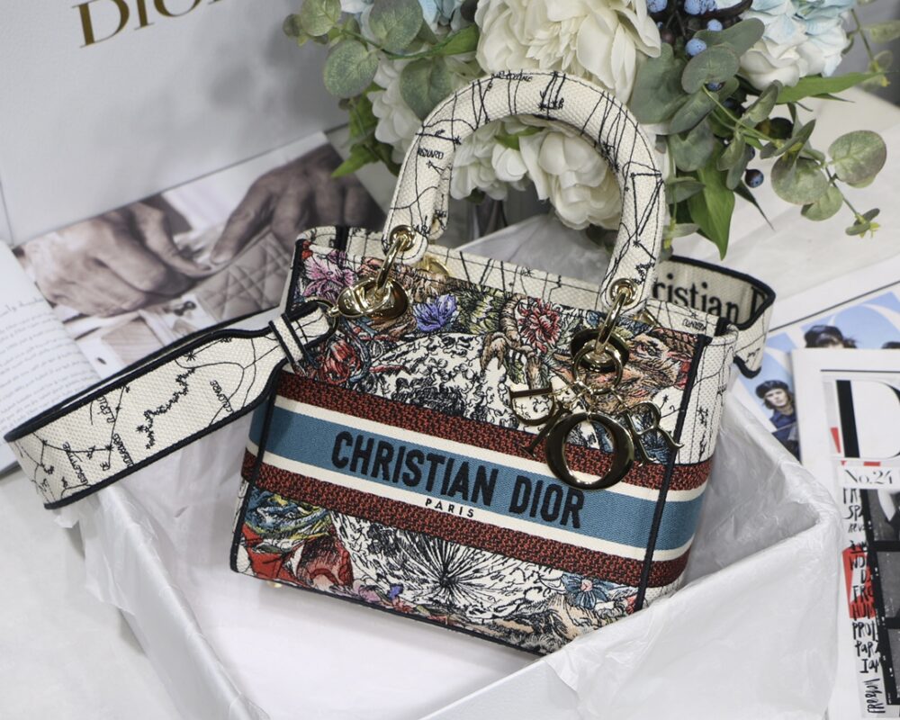 Lady Dior Embroidery Bag in Milk White Constellation