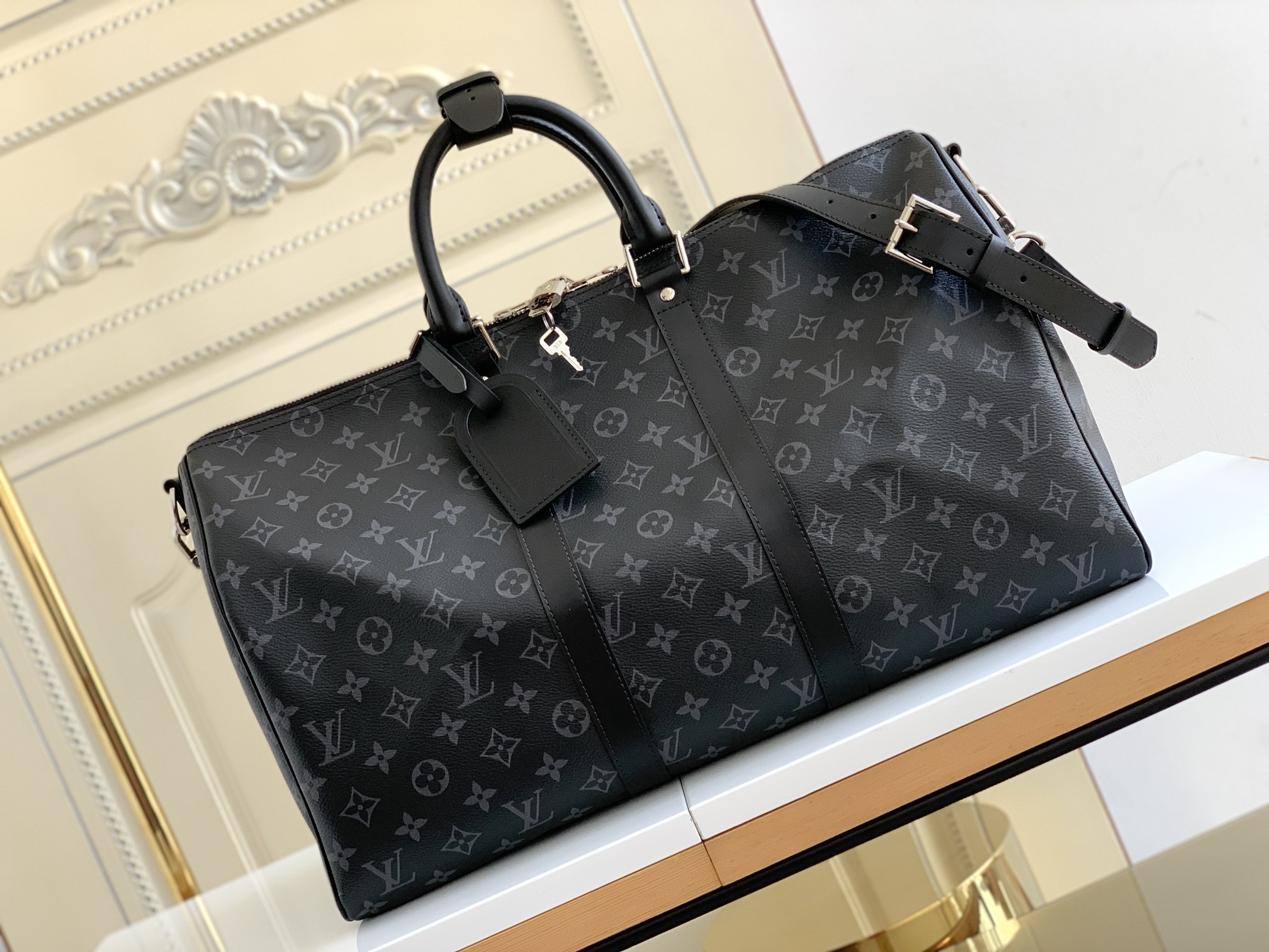 Louis Vuitton Classic Keepall 45 Bag in Damier Graphite Canvas