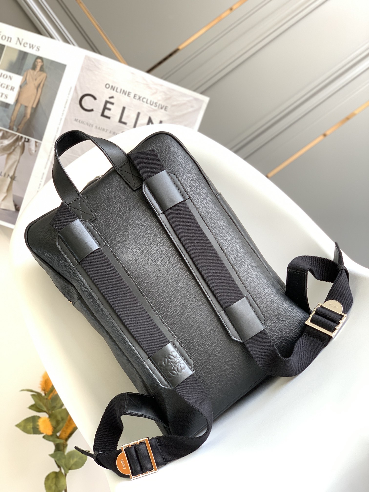 Loewe Military Style Backpack in Black - Image 3