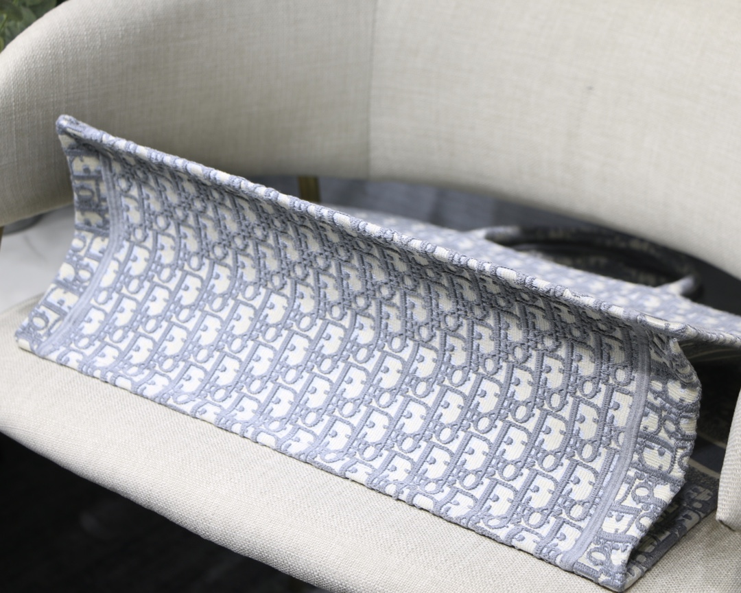 Dior Large Book Tote Bag in Bluish Grey Monogram - Image 10