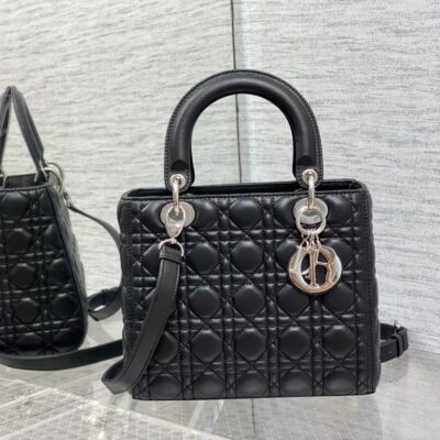 Lady Dior Small Bag in Black Sheepskin