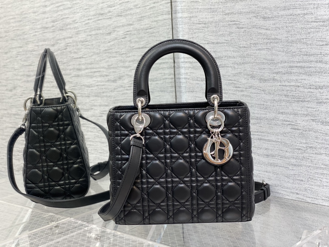 Lady Dior Small Bag in Black Sheepskin