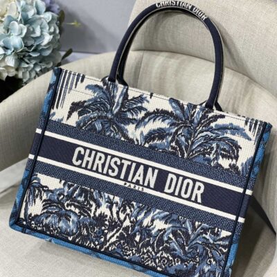 Dior Small Book Tote Bag in Coconut Tree Embroidery