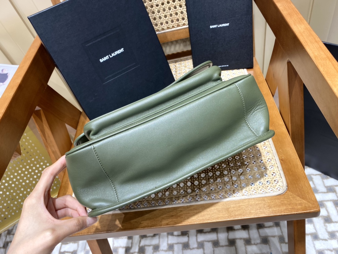 YSL Niki Baby in Lambskin 28 Olive Green - Image 6